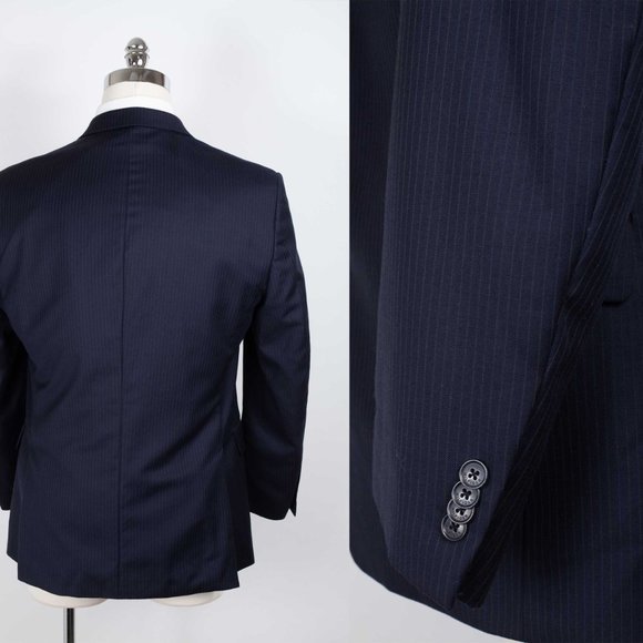 Tommy Hilfiger Pin Stripe Navy Blue Blazer double vent suit jacket 42R - Picture 5 of 12